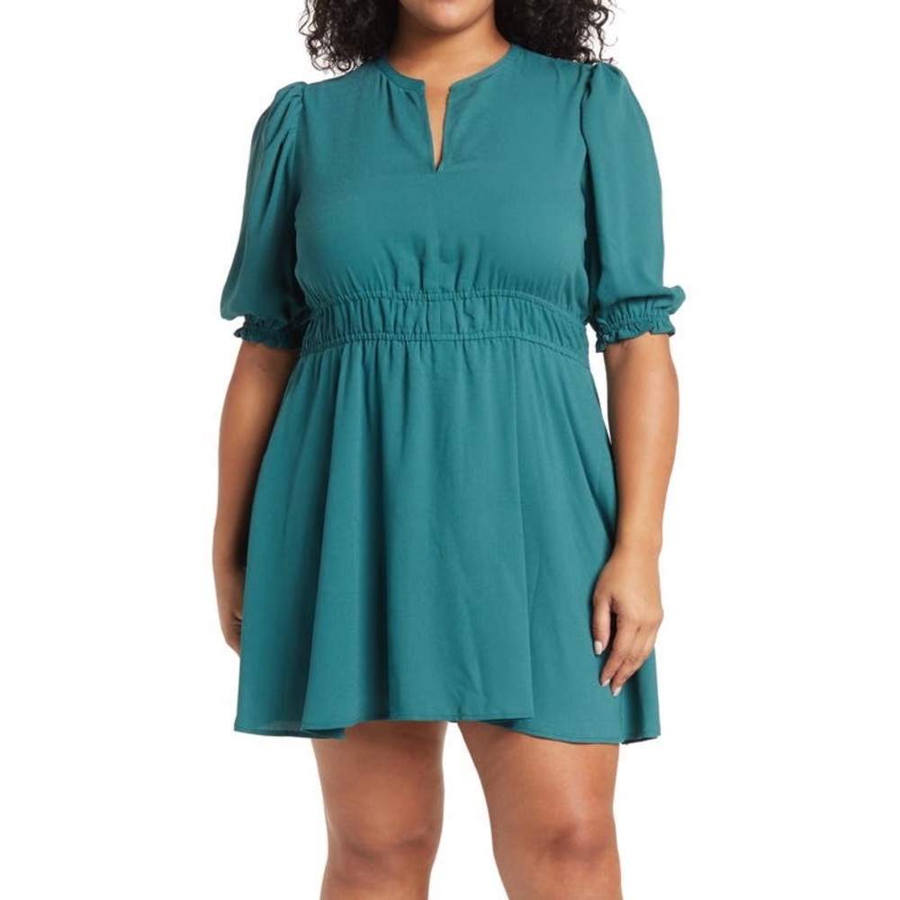 MELROSE AND MARKET Smocked Crepe Mini Dress Teal 2X NWT